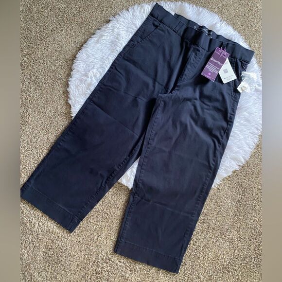 Gloria Vanderbilt Shape Effect Pants Hi Rise Wide Leg Crop New Blue Womens 14 - Picture 1 of 10
